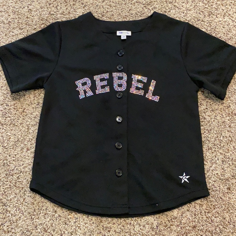 ✨REBEL ATHLETIC BLING BASEBALL JERSEY✨